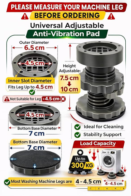 Height Adjustable Washing Machine Stand (Pack Of 4)
