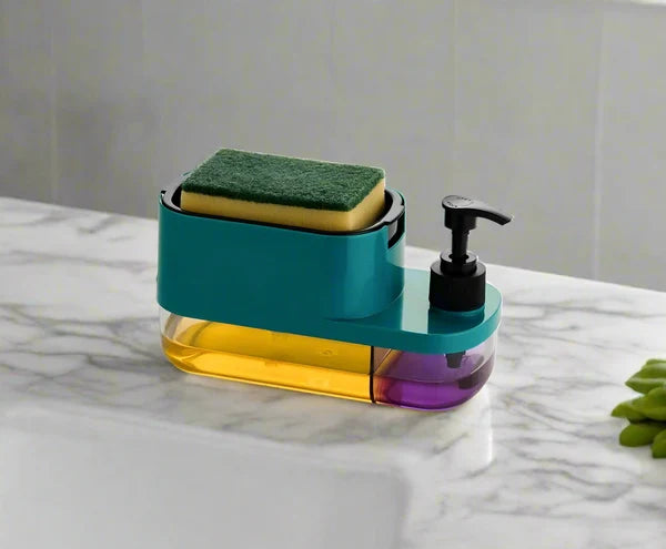 3 in 1 Soap Pump Dispenser Dish Soap Liquid Dispenser Sponge Holder Dish Soap Pump Dispenser for Kitchen