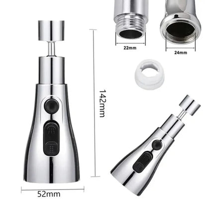 360° Rotating Kitchen Tap Extender, Flexible Faucet Attachment with 2/3 Mode Spray Head, Universal Splash Filter Aerator