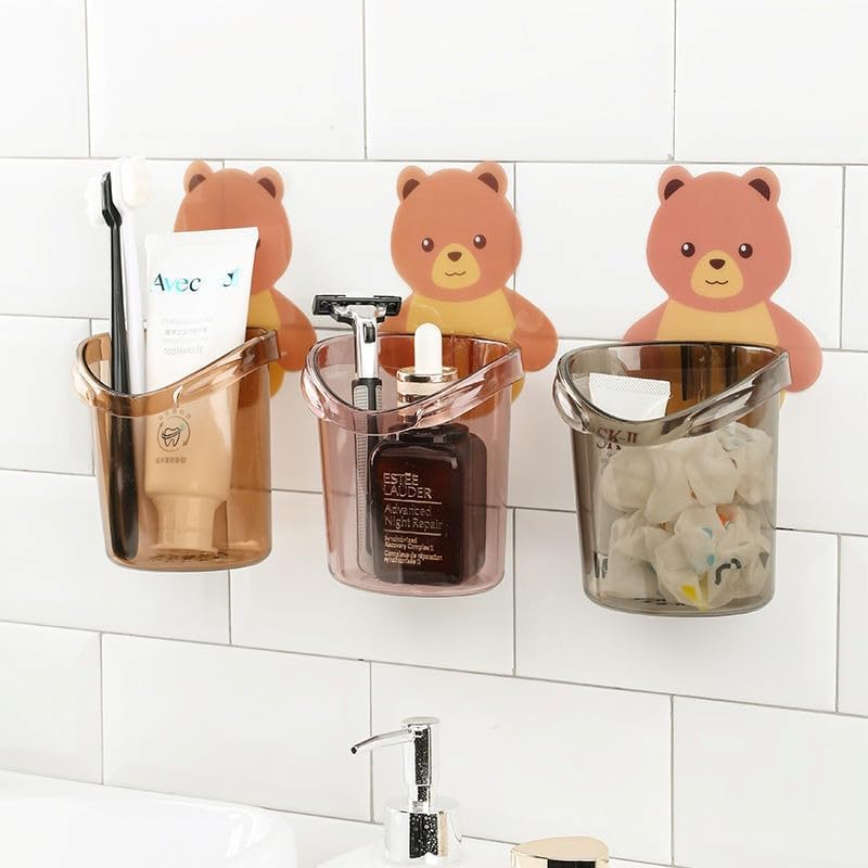 Cute Teddy Bear Wall-Mounted Bathroom Organiser