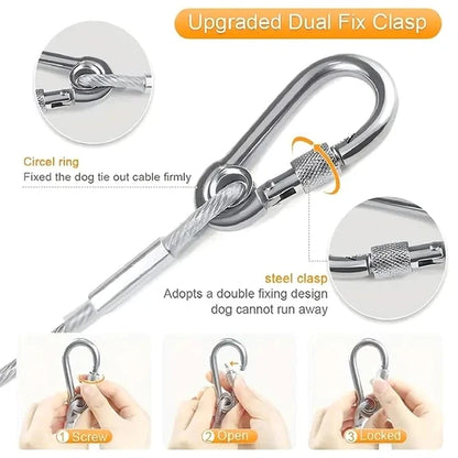 Heavy-Duty Stainless Steel Clothesline with Carabiner Hooks (1 YEAR WARRANTY)