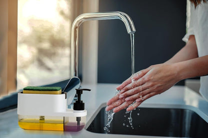 3 in 1 Soap Pump Dispenser Dish Soap Liquid Dispenser Sponge Holder Dish Soap Pump Dispenser for Kitchen