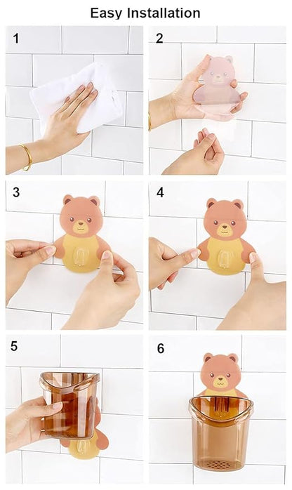 Cute Teddy Bear Wall-Mounted Bathroom Organiser