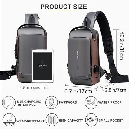 Sling Bag for Men Stylish Crossbody Backpack for Men & Women, Anti-Theft Chest Bag with USB Charging Port, Messenger Bags, Casual Shoulder Bag
