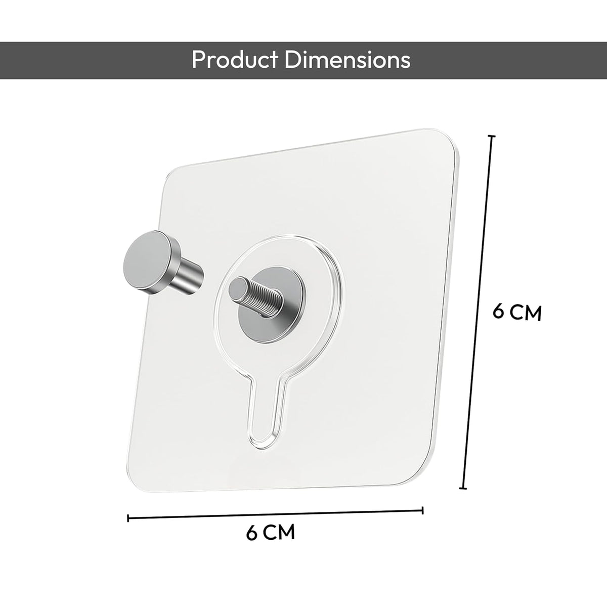 Photo Frame Hooks for Wall Without Drilling, (10 Pack) Self Adhesive Hooks for Wall Heavy Duty Strong Nail Free  (Hanging Hook, Transparent) Stainless Steel