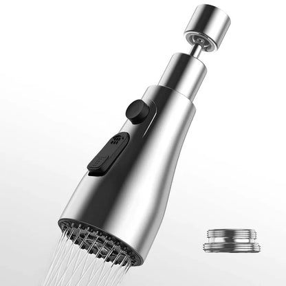 360° Rotating Kitchen Tap Extender, Flexible Faucet Attachment with 2/3 Mode Spray Head, Universal Splash Filter Aerator