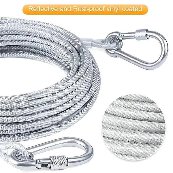 Heavy-Duty Stainless Steel Clothesline with Carabiner Hooks (1 YEAR WARRANTY)