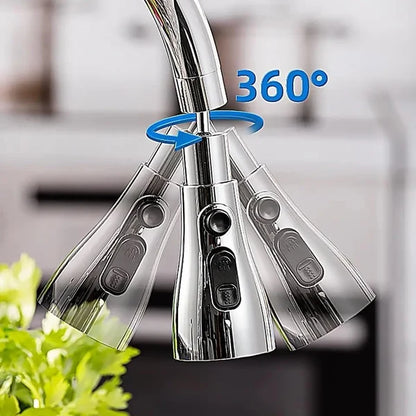 360° Rotating Kitchen Tap Extender, Flexible Faucet Attachment with 2/3 Mode Spray Head, Universal Splash Filter Aerator