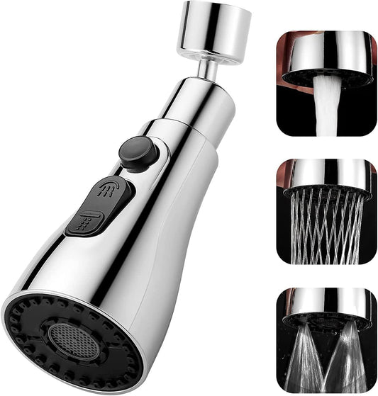 360° Rotating Kitchen Tap Extender, Flexible Faucet Attachment with 2/3 Mode Spray Head, Universal Splash Filter Aerator