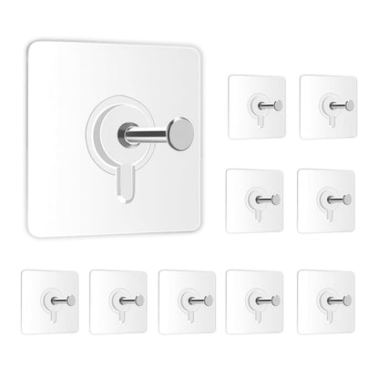 Photo Frame Hooks for Wall Without Drilling, (10 Pack) Self Adhesive Hooks for Wall Heavy Duty Strong Nail Free  (Hanging Hook, Transparent) Stainless Steel