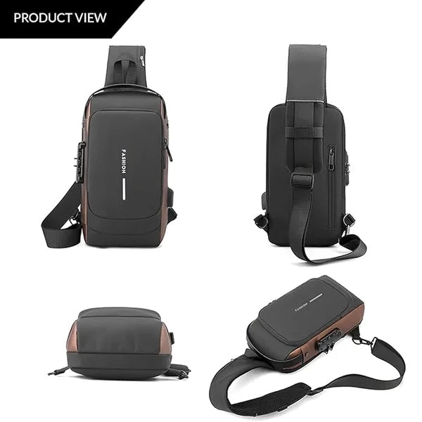 Sling Bag for Men Stylish Crossbody Backpack for Men & Women, Anti-Theft Chest Bag with USB Charging Port, Messenger Bags, Casual Shoulder Bag