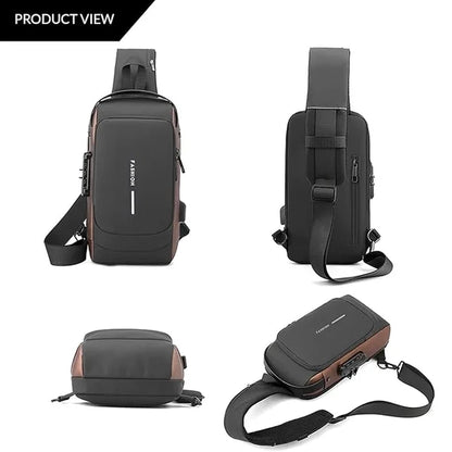 Sling Bag for Men Stylish Crossbody Backpack for Men & Women, Anti-Theft Chest Bag with USB Charging Port, Messenger Bags, Casual Shoulder Bag