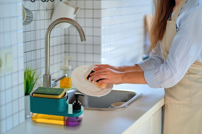 3 in 1 Soap Pump Dispenser Dish Soap Liquid Dispenser Sponge Holder Dish Soap Pump Dispenser for Kitchen