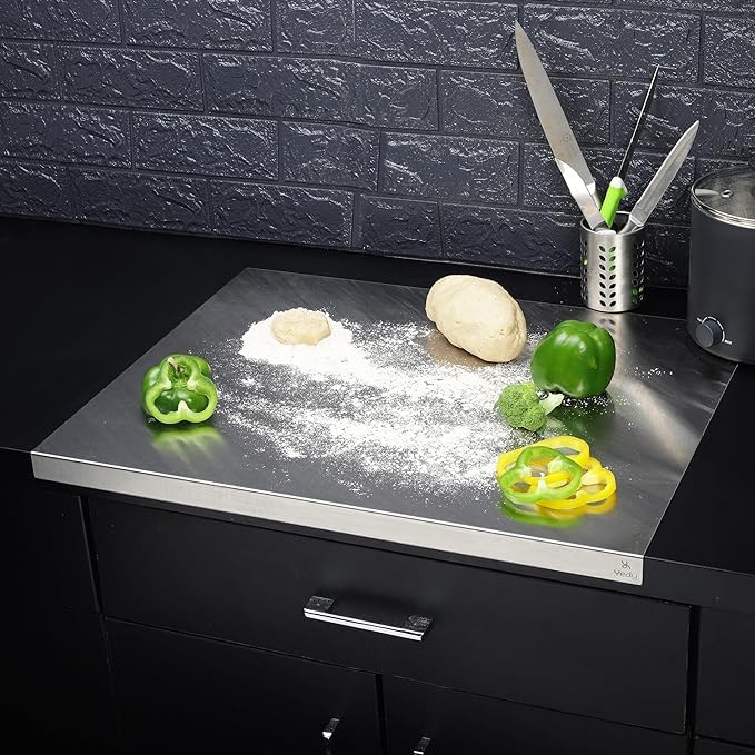 Stainless Steel Chopping Board & Kitchen Countertop - 41 x 31 Cm