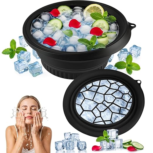 Ice Face Bowl Silicone Face Ice Bowl For Ice With Built-In Ice Tray Collapsible Face Tub For Ice Bath