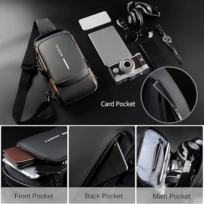 Sling Bag for Men Stylish Crossbody Backpack for Men & Women, Anti-Theft Chest Bag with USB Charging Port, Messenger Bags, Casual Shoulder Bag