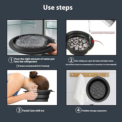 Ice Face Bowl Silicone Face Ice Bowl For Ice With Built-In Ice Tray Collapsible Face Tub For Ice Bath