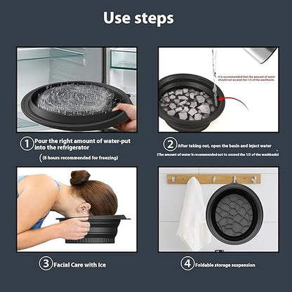 Ice Face Bowl Silicone Face Ice Bowl For Ice With Built-In Ice Tray Collapsible Face Tub For Ice Bath