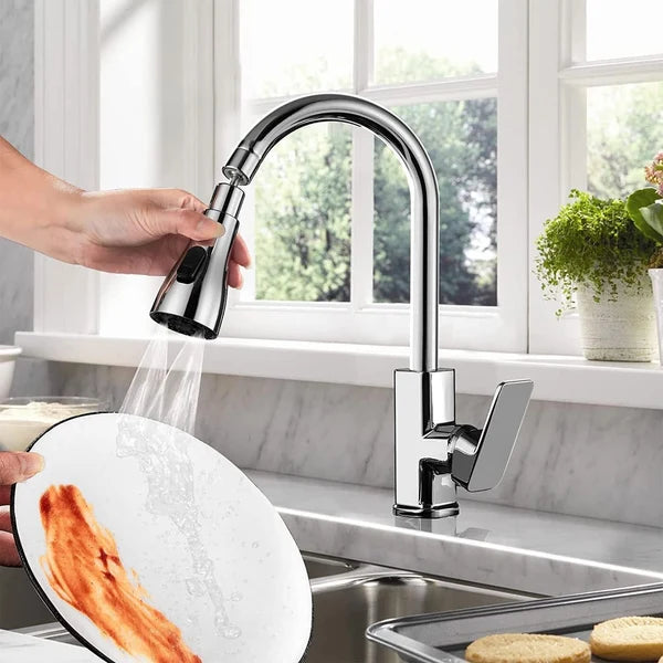 360° Rotating Kitchen Tap Extender, Flexible Faucet Attachment with 2/3 Mode Spray Head, Universal Splash Filter Aerator
