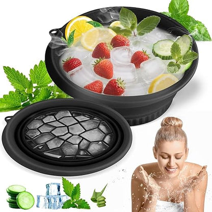 Ice Face Bowl Silicone Face Ice Bowl For Ice With Built-In Ice Tray Collapsible Face Tub For Ice Bath
