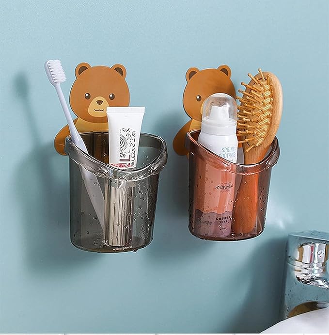 Cute Teddy Bear Wall-Mounted Bathroom Organiser