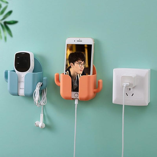 Wall Mount Phone Holder with 2 Hooks, No Drill, Sticky, Multipurpose Stand  ( Pack of 4)