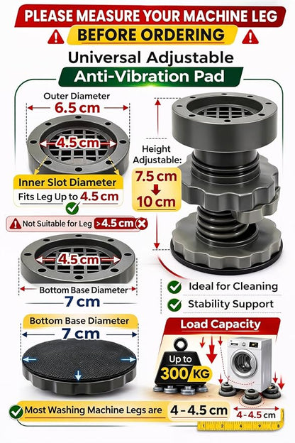 Height Adjustable Washing Machine Stand (Pack Of 4)